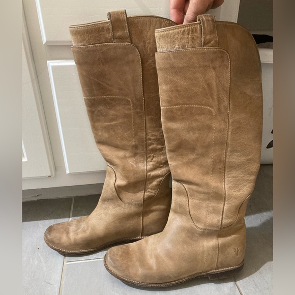 Frye Tan Leather Knee High Boots Women's 6.5 B - Picture 1 of 9